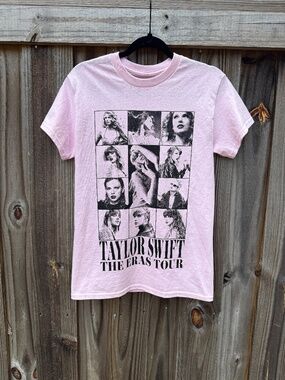 New - Official Taylor Swift Eras Tour Pink Split Photo Dateback T-Shirt Medium
